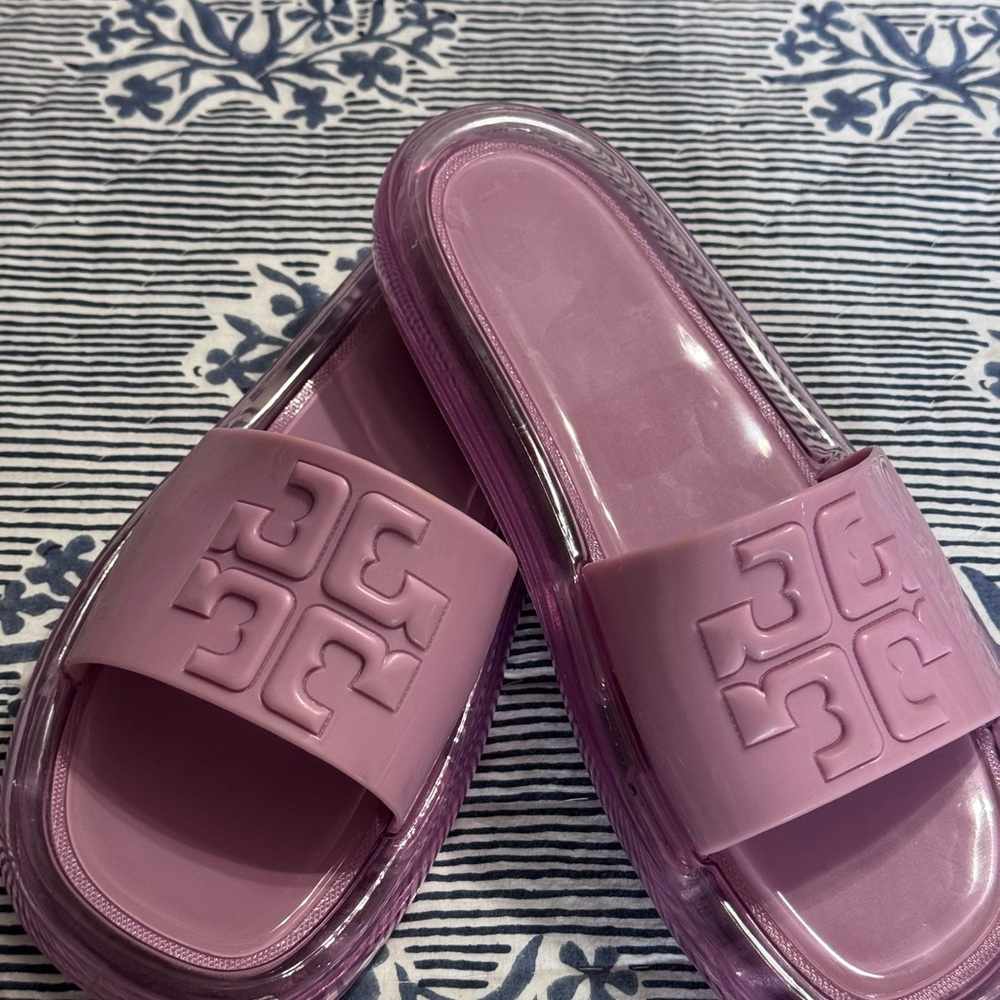 Tory Burch Bubble Jelly Purple Slide Sandals - Picture 2 of 9